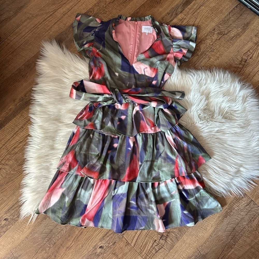 ONE33 SOCIAL Multi Print Ruffle Mini Dress - Picture 2 of 4
